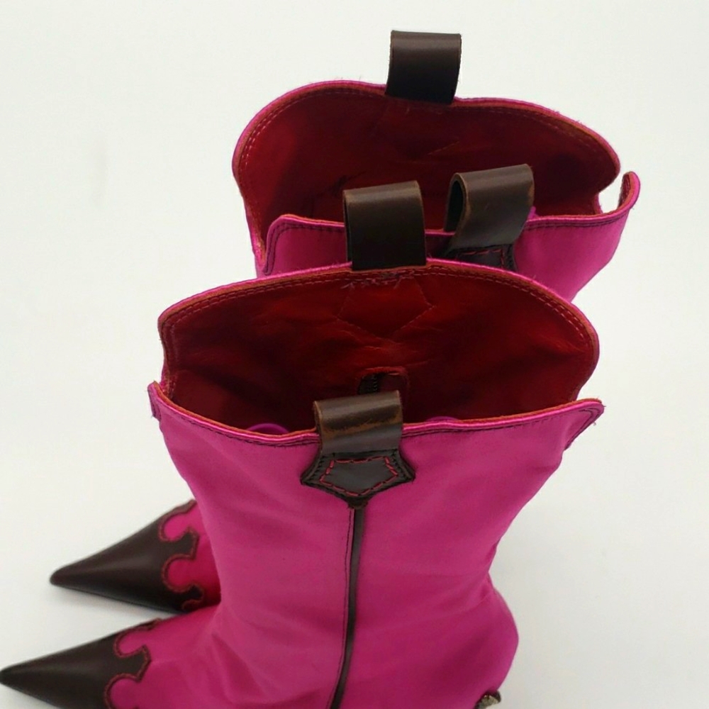 GIUSEPPE ZANOTTI SIZE 40 COLOR PINK SATIN AND BROWN LEATHER 100% AUTHENTIC NEW - Picture 12 of 17
